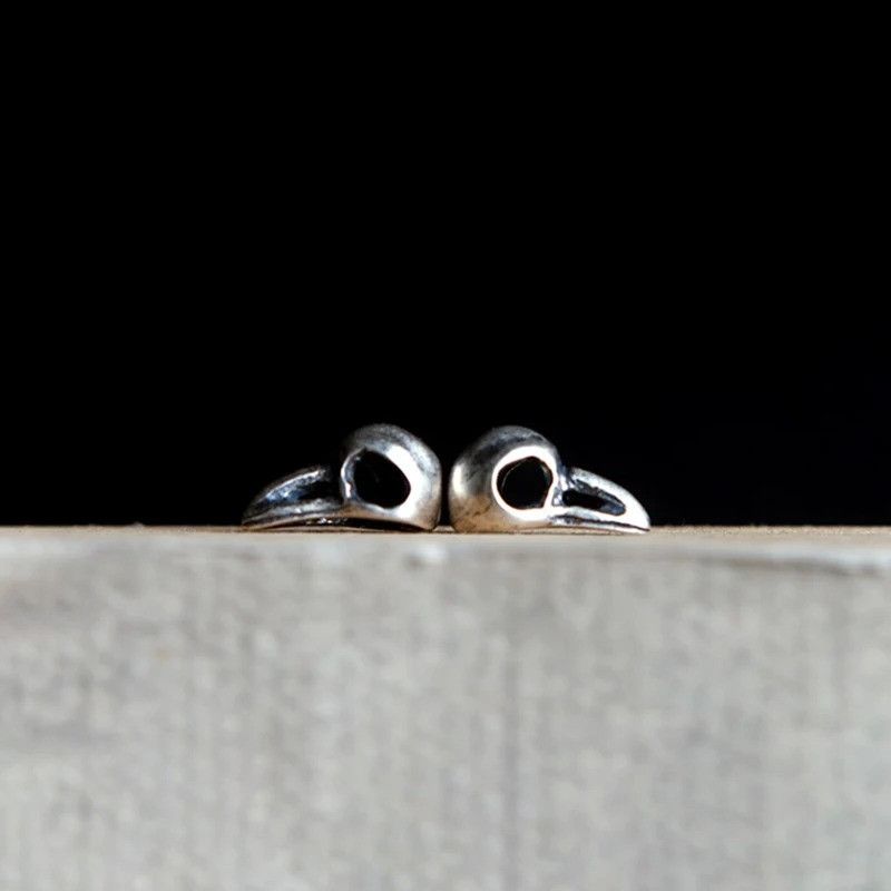 Jewelry Skull Raven Stud Earrings 925 Sterling Silver Ear Gift Size ONE SIZE - 3 Thumbnail