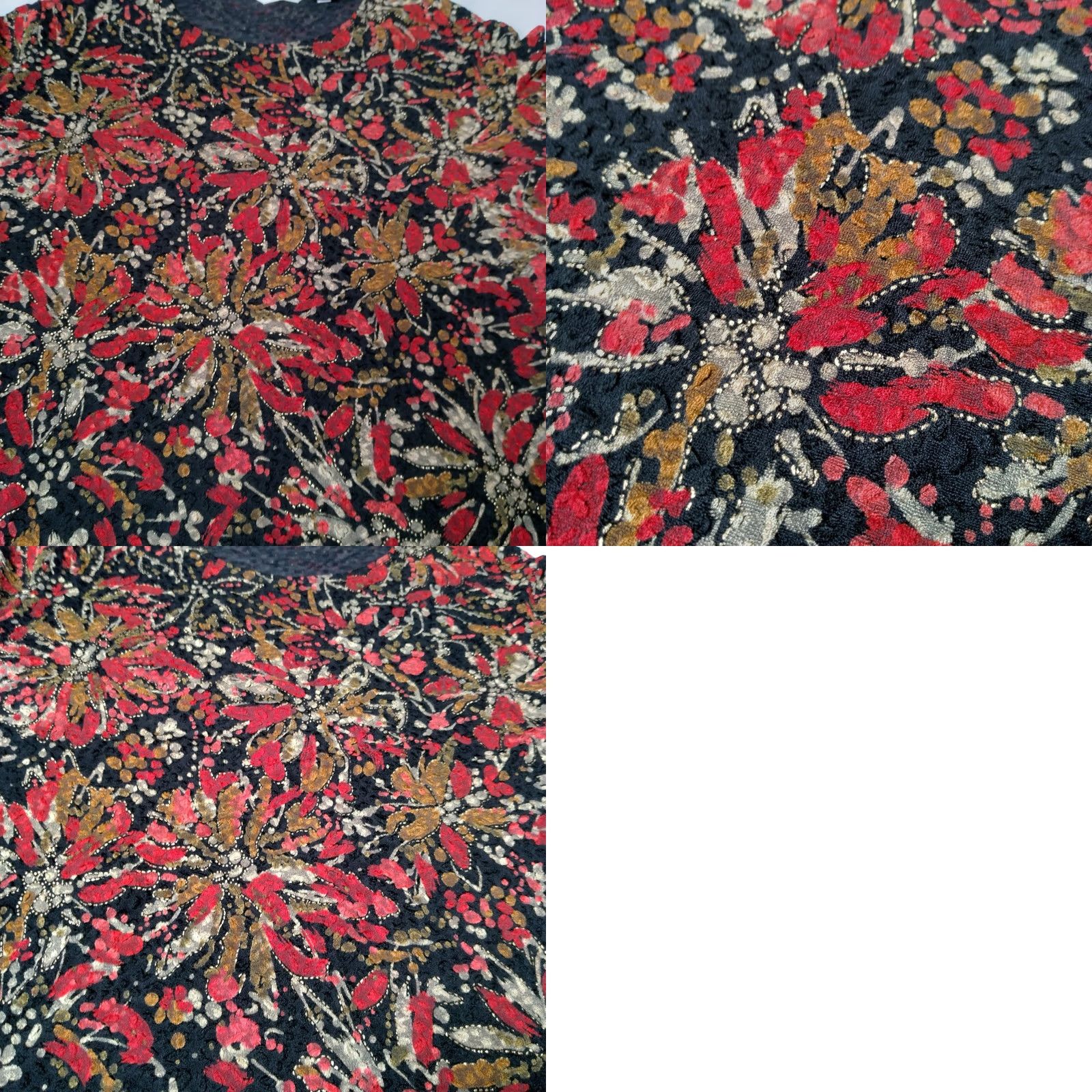 Laura Ashley Laura Ashley Shirt Women XL Black Maroon Tan Floral Stretch Textured Abstract Size XL / US 12-14 / IT 48-50 - 9 Thumbnail