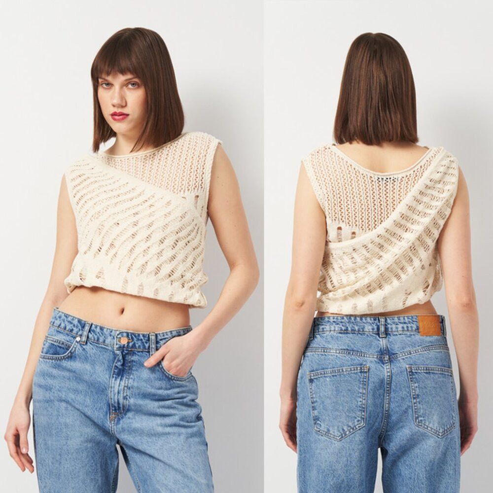 Zara NWT New Zara Ivory Knit Sleeveless Cotton Top Size S Size S / US 4 / IT 40 - 2 Thumbnail