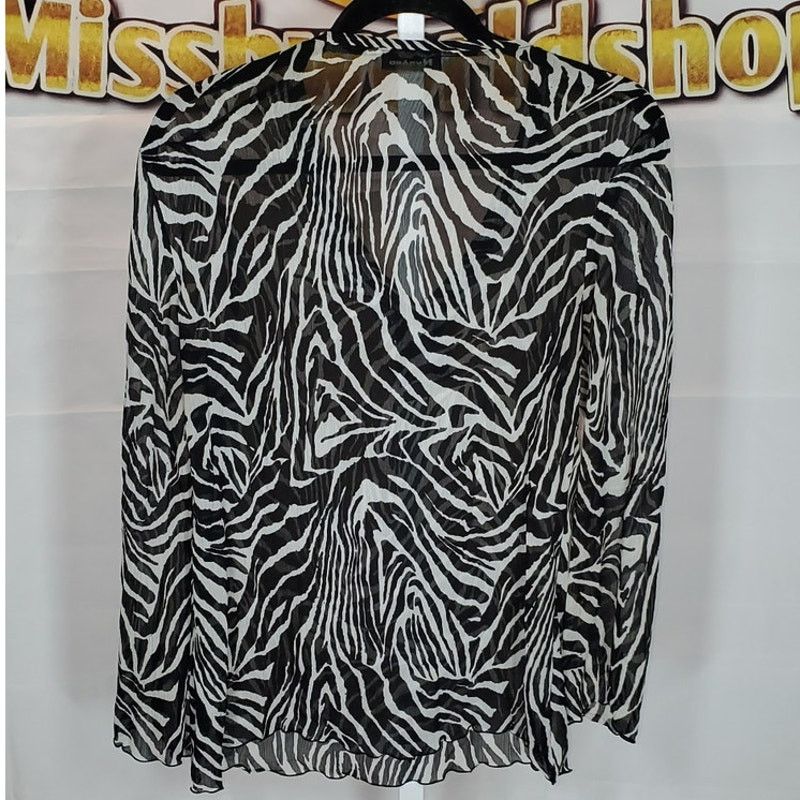 Other Nygard Collection Zebra Print Sheer Jewel Neckline Blouse M Size M / US 6-8 / IT 42-44 - 2 Thumbnail