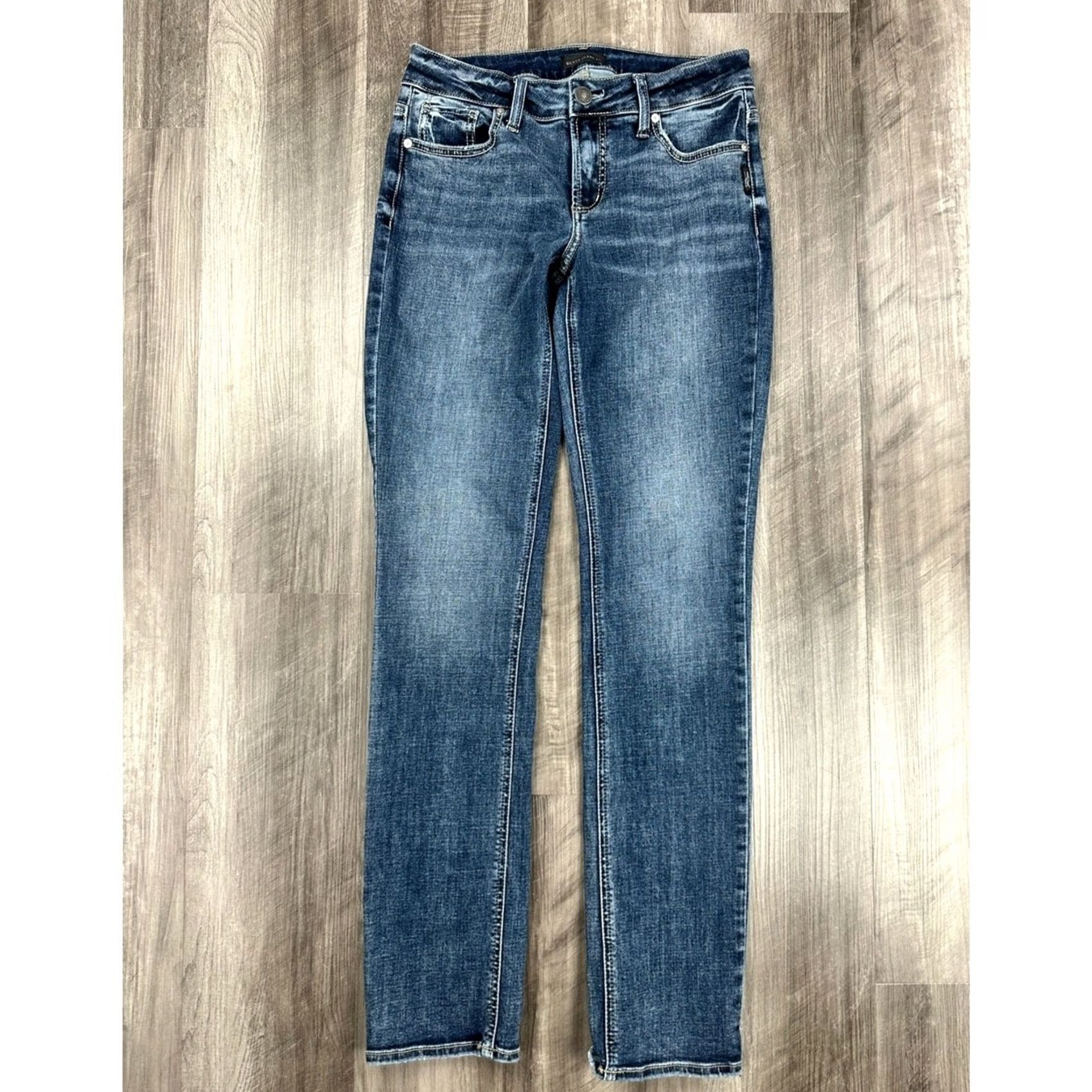 Silver Jeans Co. Silver Jeans Co. Elyse Straight Jeans Women’s 27x33 Medium Wash Nike Size 27" / US 4 / IT 40 - 3 Thumbnail