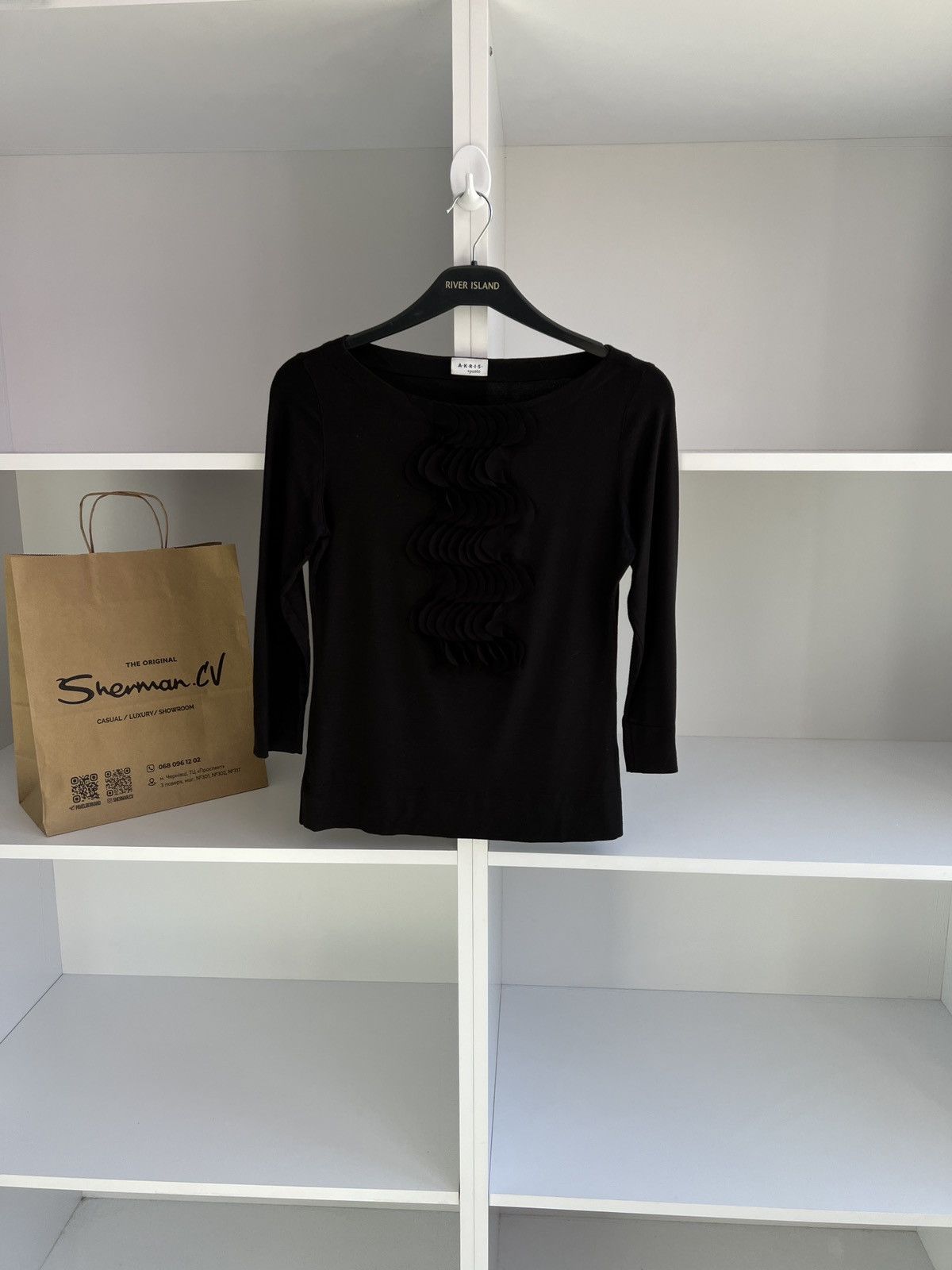 Akris × Designer × Vintage Vintage Akris Women's Black Blouse Size XS / US 0-2 / IT 36-38 - 1 Thumbnail