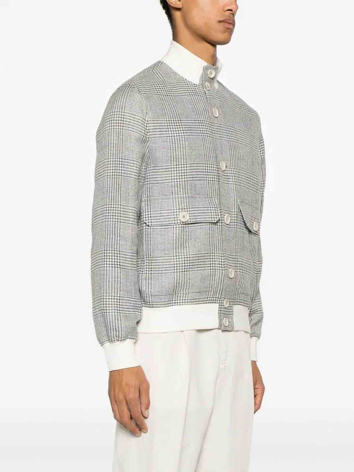 Brunello Cucinelli o1y0526 Casual Jacket in Gray/White Size US M / EU 48-50 / 2 - 3 Thumbnail