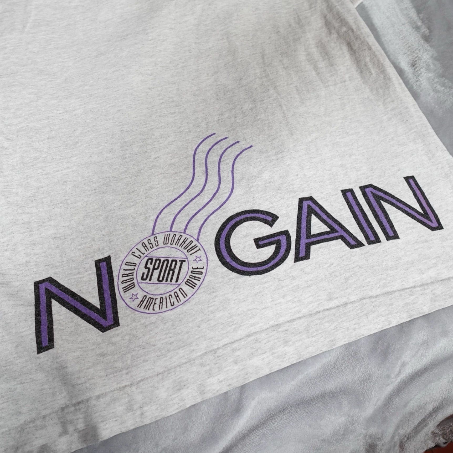Vintage VINTAGE 90s World Class No Pain No Gain Graphic T-Shirt Mens XL Gray Slim Fit Cotton Size US XL / EU 56 / 4 - 5 Thumbnail