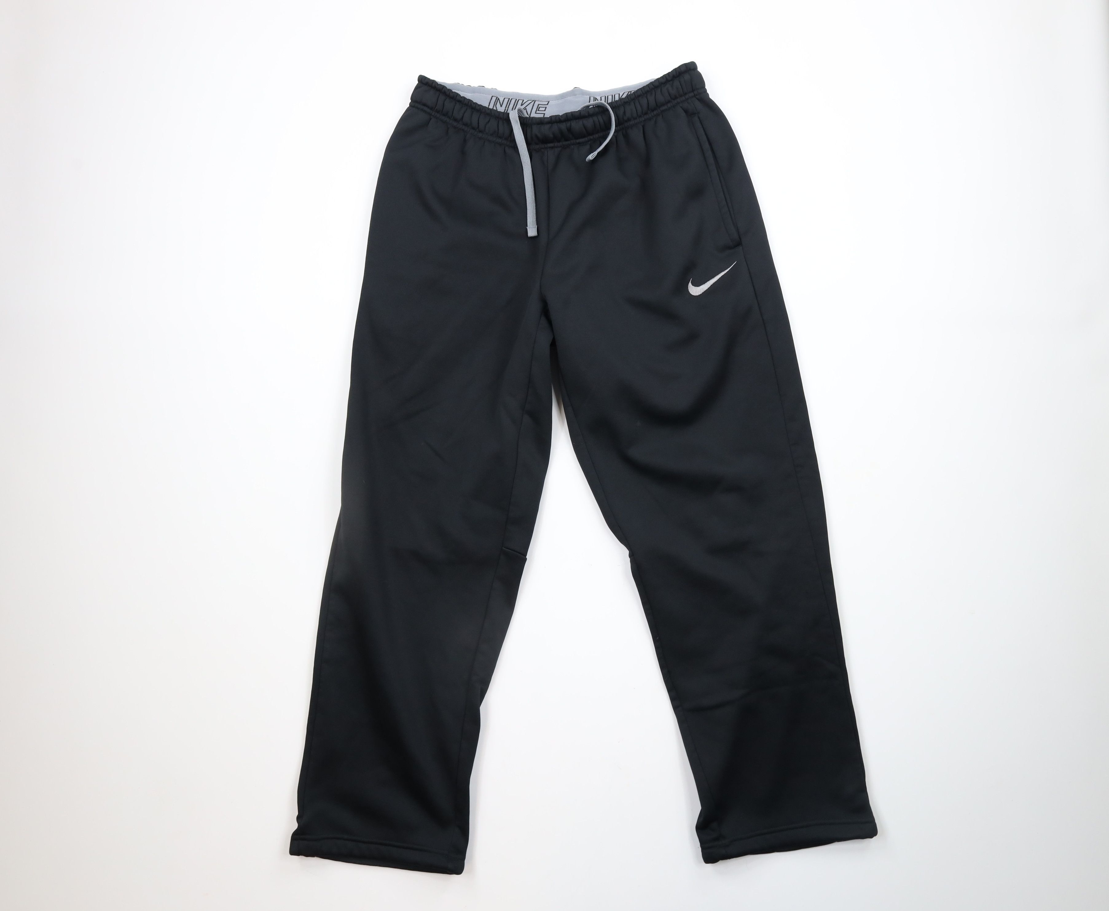 Nike × Vintage Vintage Nike Mini Swoosh Wide Leg Sweatpants Pants Black Size 36 - 1 Thumbnail