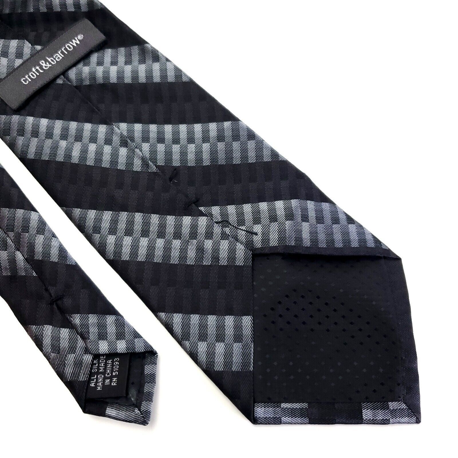 Croft & Barrow Croft & Barrow Black Gray Striped Geometric Silk Tie Size ONE SIZE - 5 Thumbnail