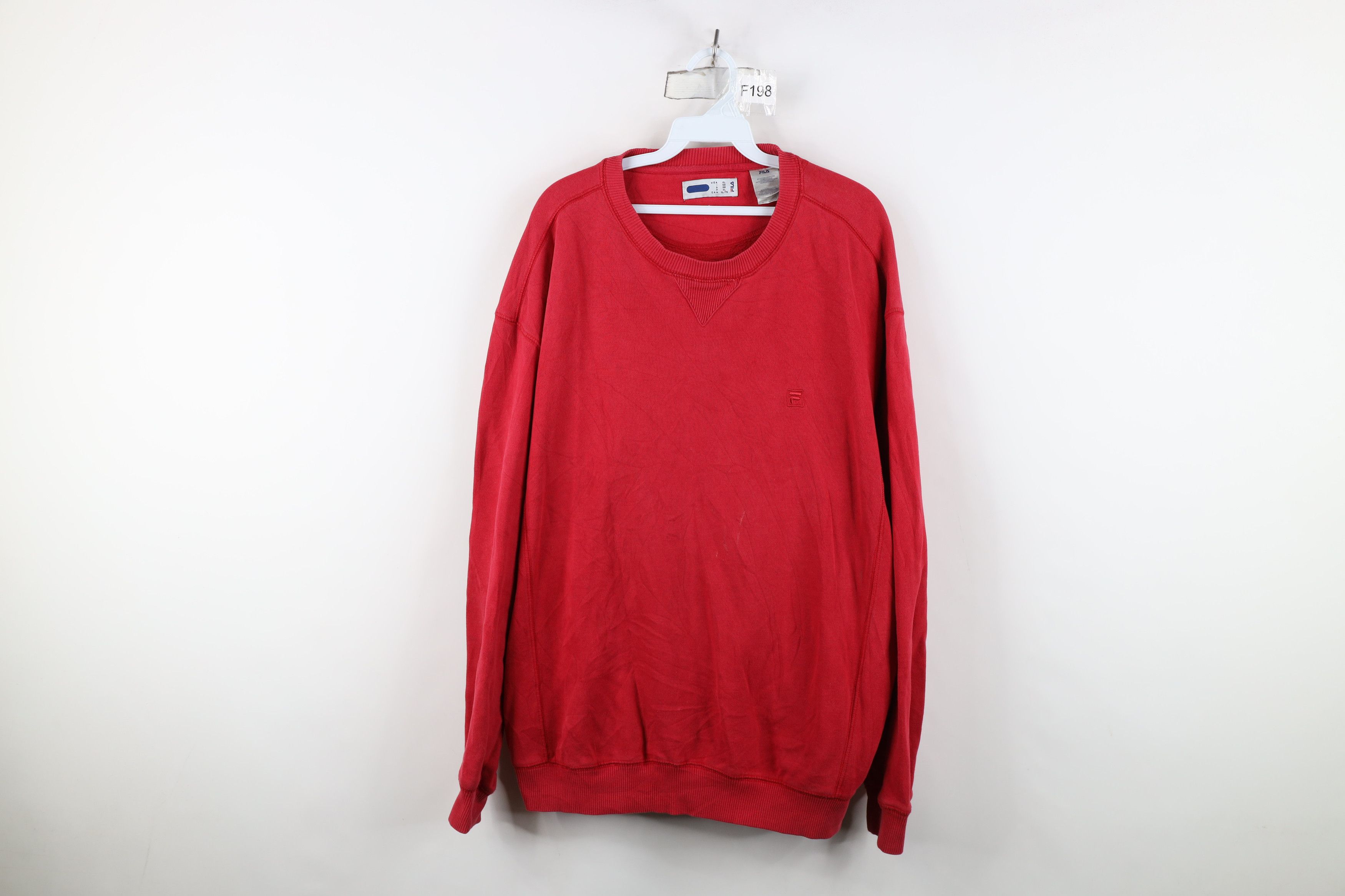 Fila Vintage 90s Fila Classic Logo Crewneck Sweatshirt Red Size US XL / EU 56 / 4 - 1 Thumbnail
