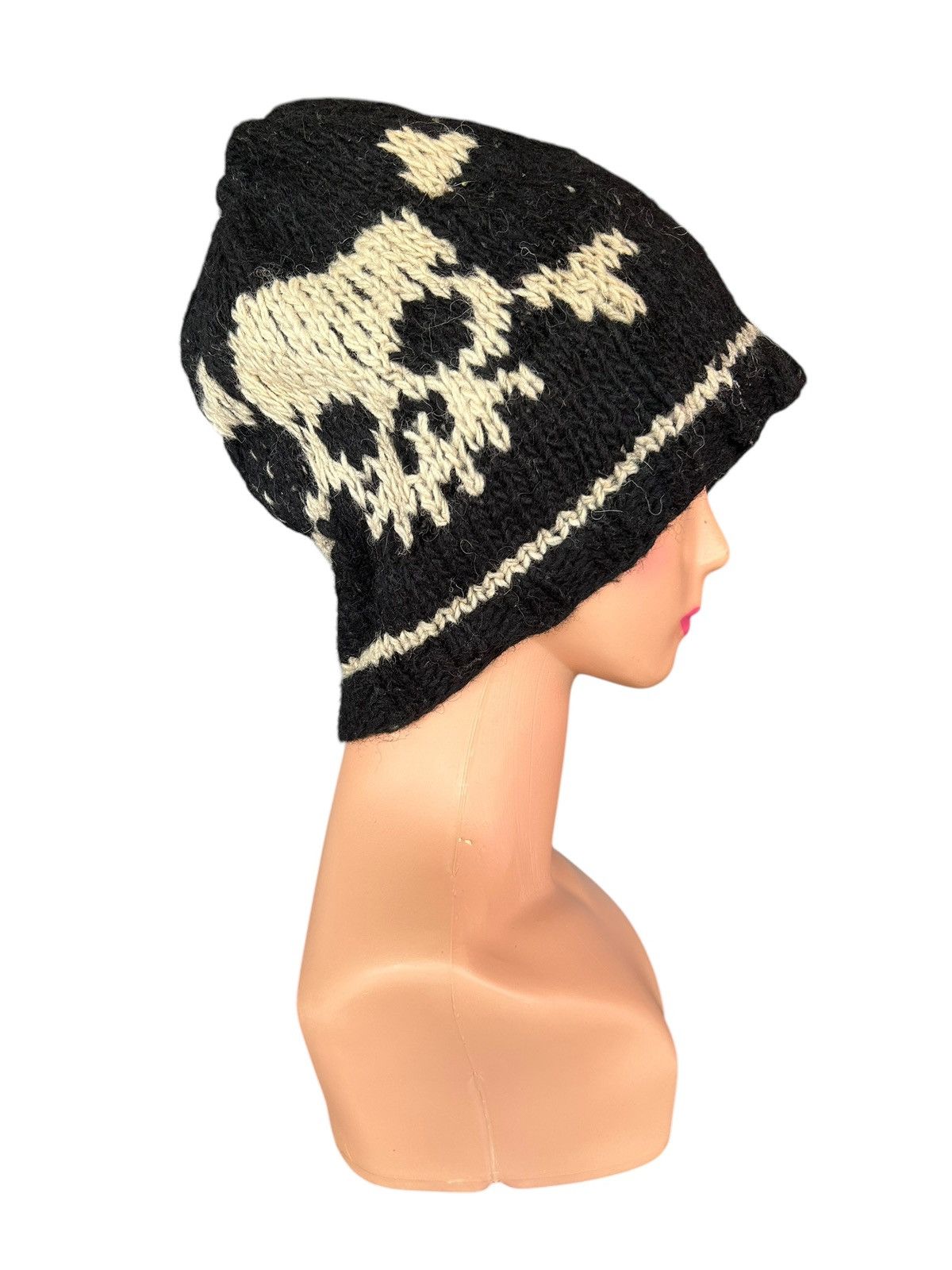 14th Addiction × Japanese Brand × Le Grande Bleu (L.G.B.) Skull Japanese Punk Style Knitted hairy Big Beanie Hats ☠️☠️ Size ONE SIZE - 3 Thumbnail