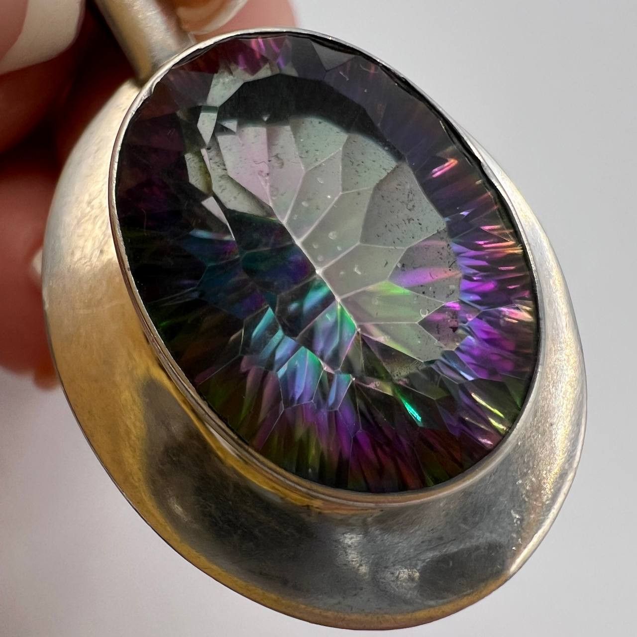 Sterling Silver Vintage Pendant Sterling Silver 925 Gemstone Mystic Topaz Size ONE SIZE - 8 Thumbnail