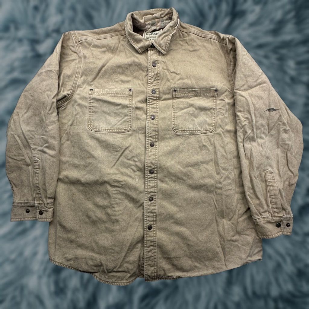 Vintage VINTAGE LL Bean Flannel-Lined Canvas Button Shirt Shacket Jacket Men XL Brown Tan 0 YQ21 Size US XL / EU 56 / 4 - 1 Thumbnail