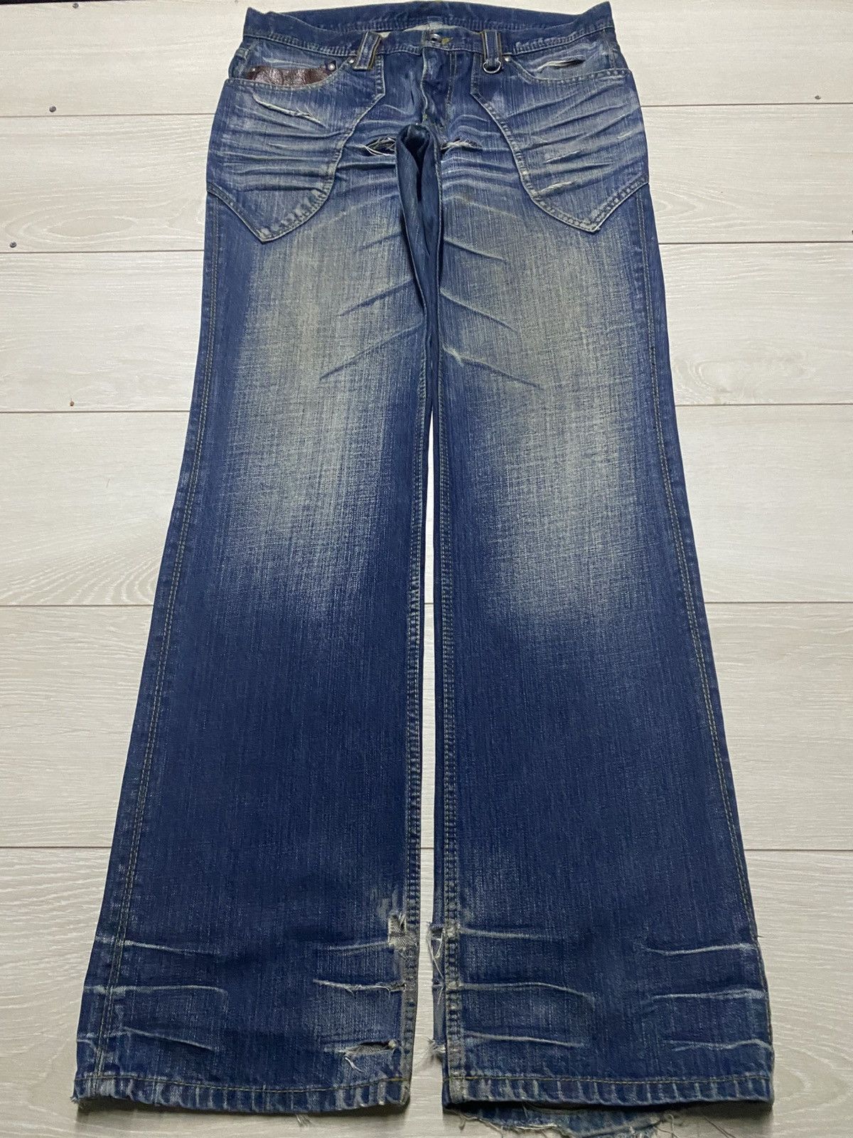 If Six Was Nine Vintage Nicole Club For Men Distressed BootCut Flare Jeans Size US 33 - 1 Thumbnail