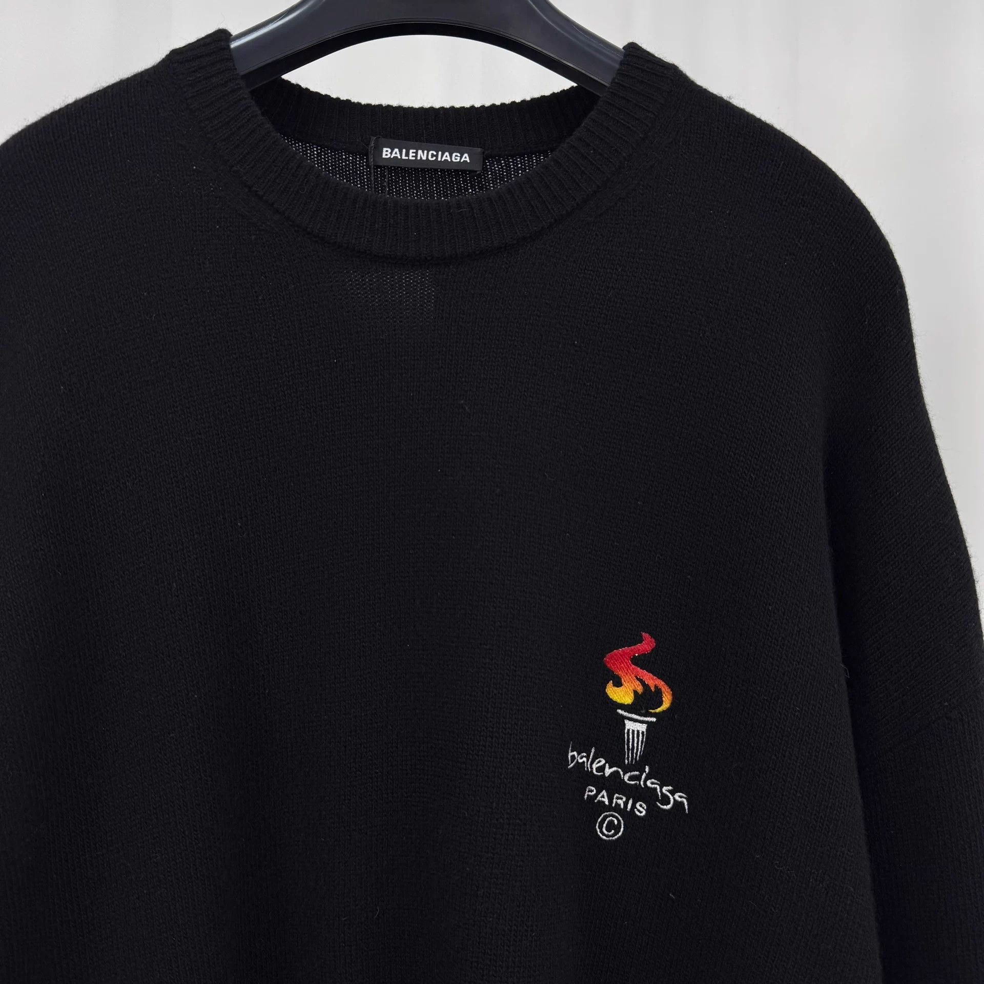 Balenciaga Balenciaga Torch Embroidered Logo Wool Sweater S 99N Size US S / EU 44-46 / 1 - 3 Thumbnail