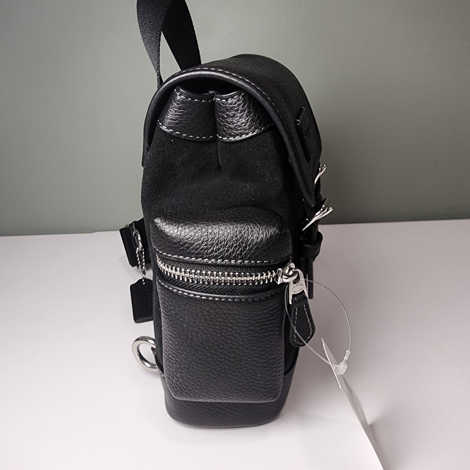Coach NWT Coach CCE79 Sprint Sling Pack Silver Black Suede Size ONE SIZE - 4 Thumbnail