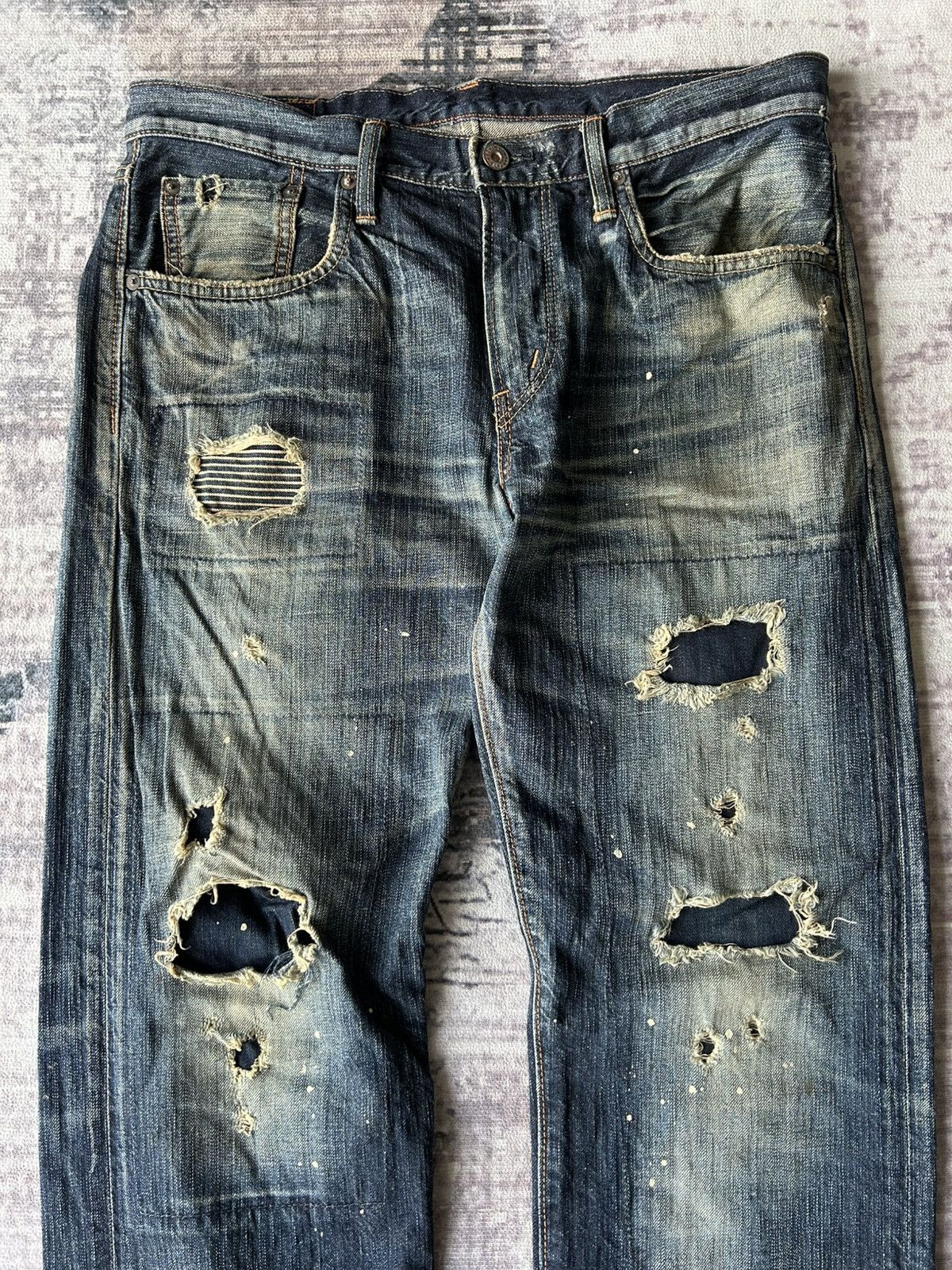If Six Was Nine Punk Distressed Rockstar Edwin Jeans Size US 32 / EU 48 - 4 Thumbnail