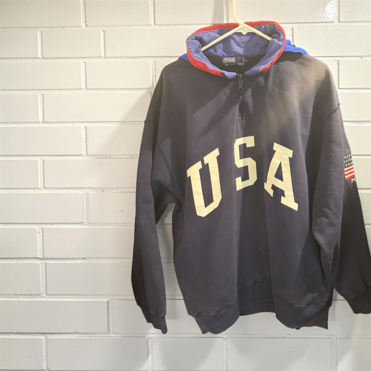 Polo Ralph Lauren Vintage Polo Ralph Lauren "USA" 1/4 Zip - Navy - Size L Size US L / EU 52-54 / 3 - 3 Thumbnail