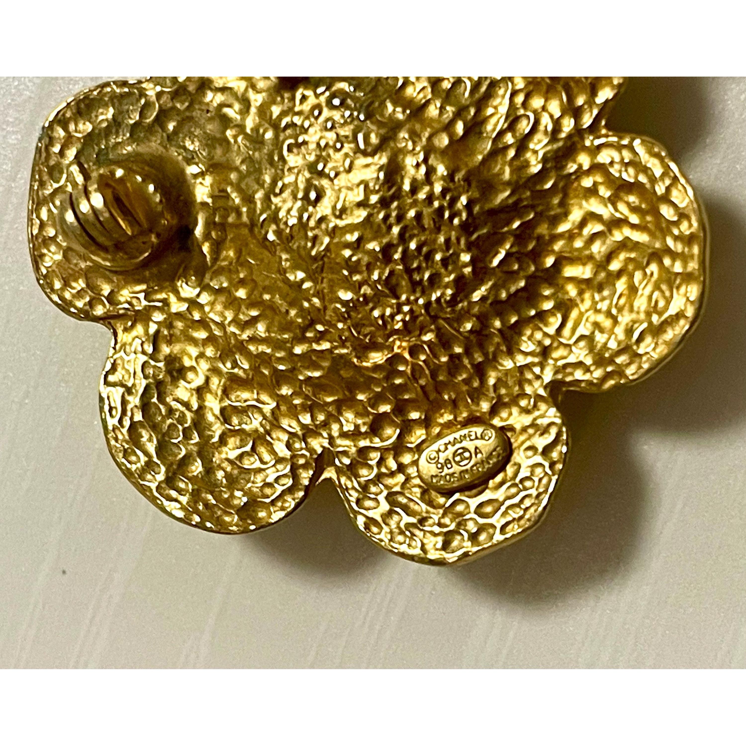 Chanel Vintage CHANEL golden matelasse camellia/rose flower brooch Size ONE SIZE - 6 Thumbnail