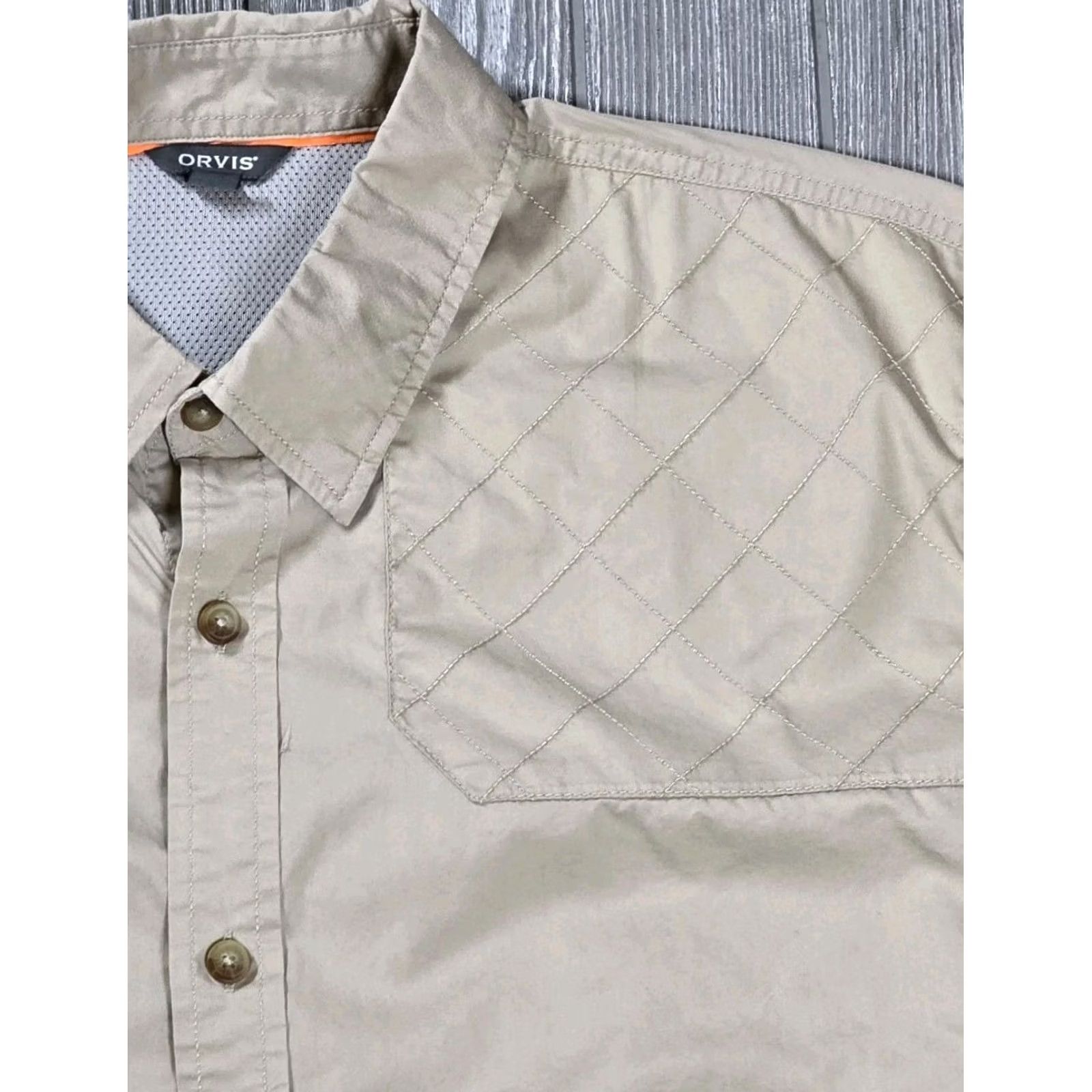 Orvis Orvis Men Featherweight Shooting Shirt XL Long Sleeve Beige Quilted Shoulder Shirt Button-Up Size US XL / EU 56 / 4 - 4 Thumbnail
