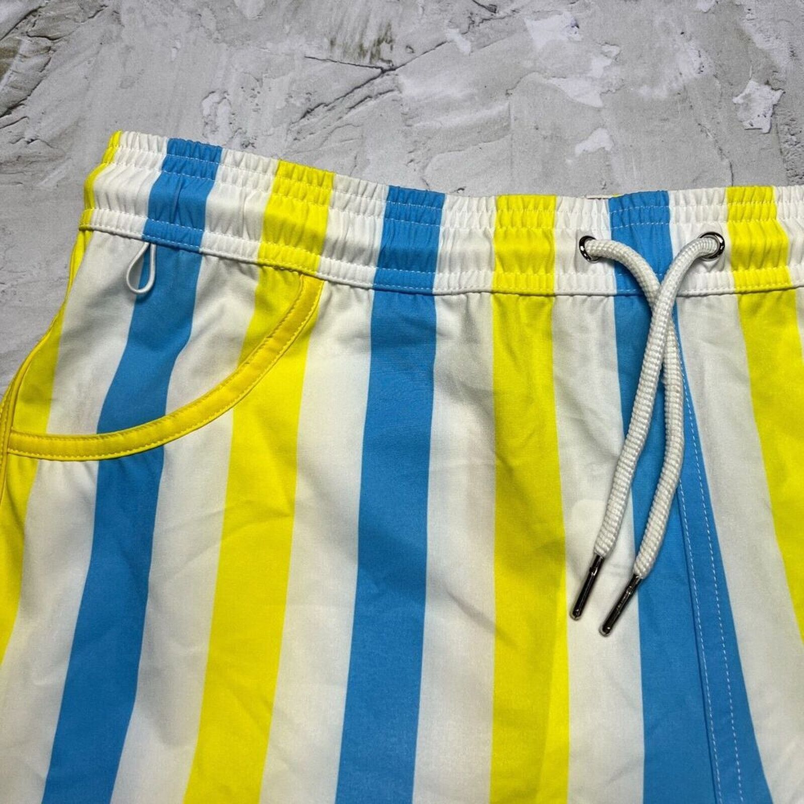 Other Junk In Your Trunks Swim Shorts Yellow Blue Stripe Size M Size US 33 - 4 Thumbnail