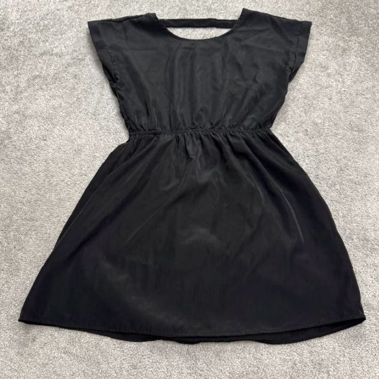 Vintage Pink Republic Dress Woman A-Line Cut Out Sleeveless Black Mini Short Crew Neck Medium Black Classic Workwear LBD Minimalist Vintage No Size M / US 6-8 / IT 42-44 - 2 Thumbnail