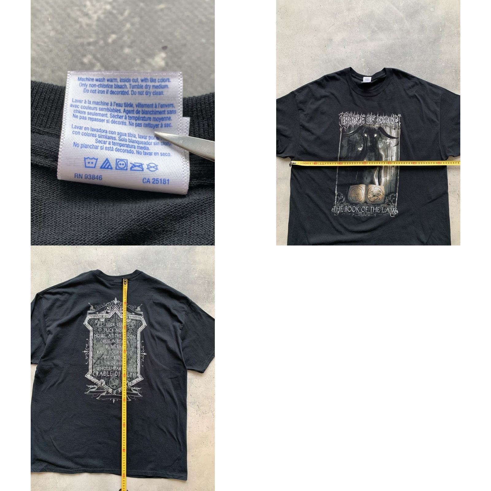 Gildan VINTAGE Nike Shirt Mens 2XL Black T-Shirt Graphic Print Cradle of Filth The Book of the Law Tee Size US XXL / EU 58 / 5 - 8 Thumbnail