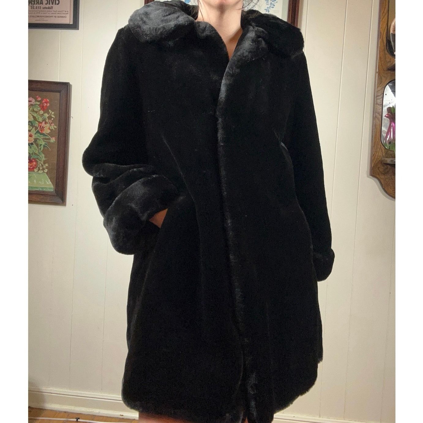 Vintage Vintage 90s Y2K Womens Small Black Faux Fur Teddy Coat Size S / US 4 / IT 40 - 4 Thumbnail