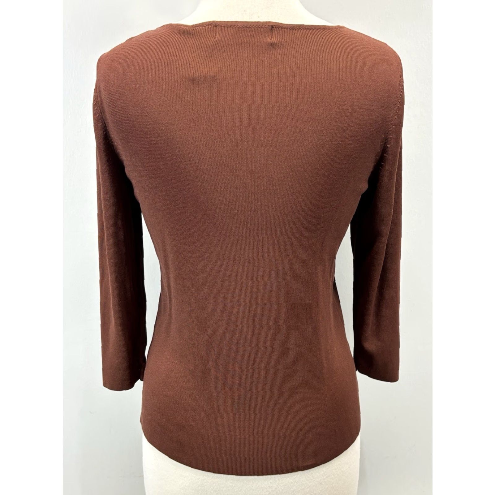 Lee VINTAGE Robbie Lee Knitworks Beaded Sweater Cheetah Beaded Sequin Stretch 90s Women Medium Rust Size M / US 6-8 / IT 42-44 - 3 Thumbnail