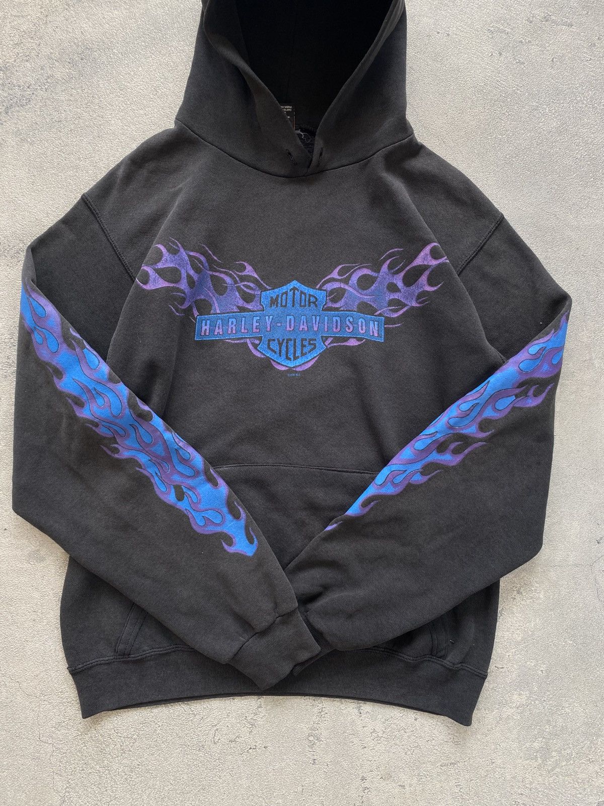 Harley Davidson Vintage Harley Davidson 98 Blue Purple Fire Hoodie Size US M / EU 48-50 / 2 - 5 Thumbnail
