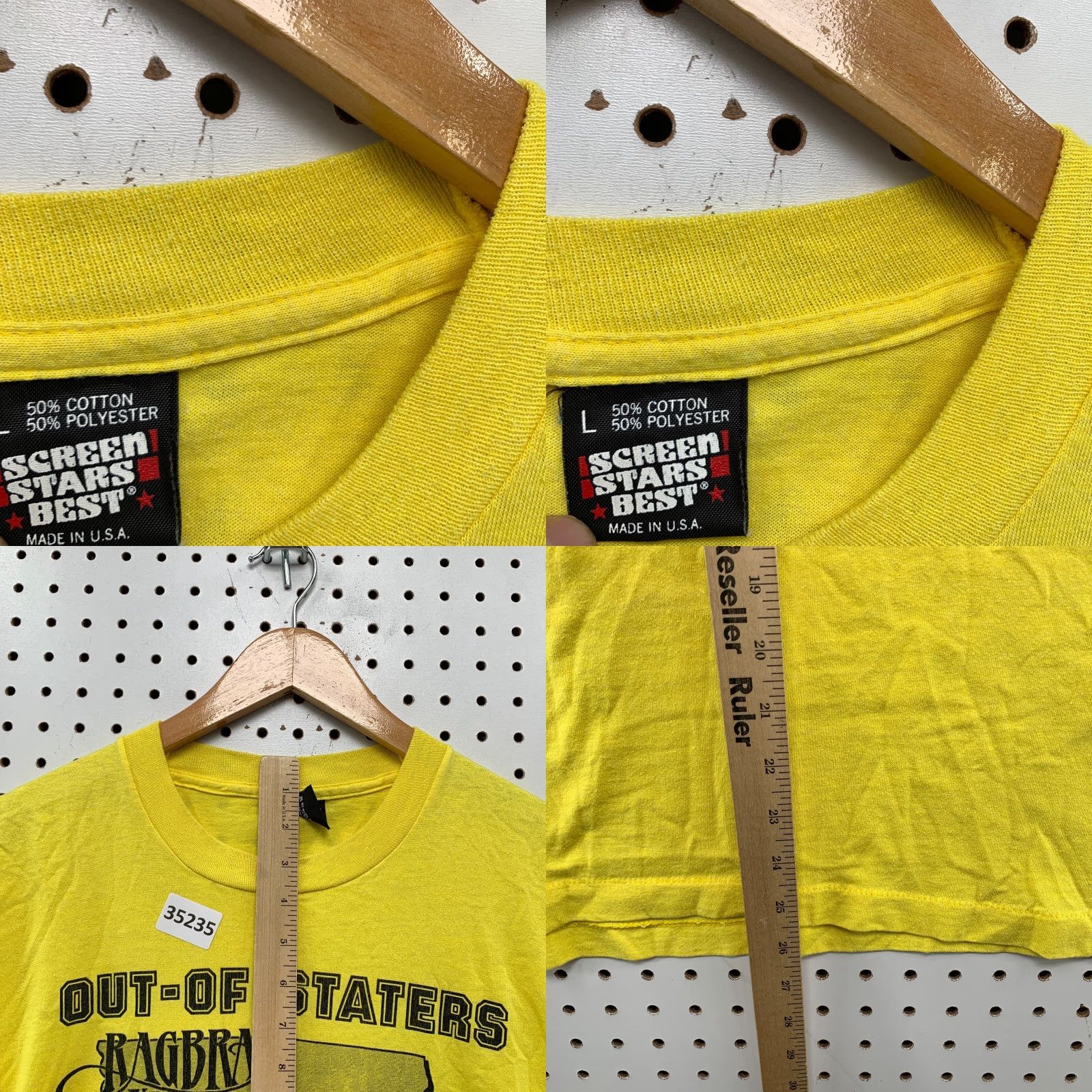 Vintage VINTAGE Bicycle Club Shirt Mens Large Yellow Graphic Print 80s 1989 USA Single Stitch T-Shirt Mens L Yellow 80s Bike Theme Size US L / EU 52-54 / 3 - 8 Thumbnail