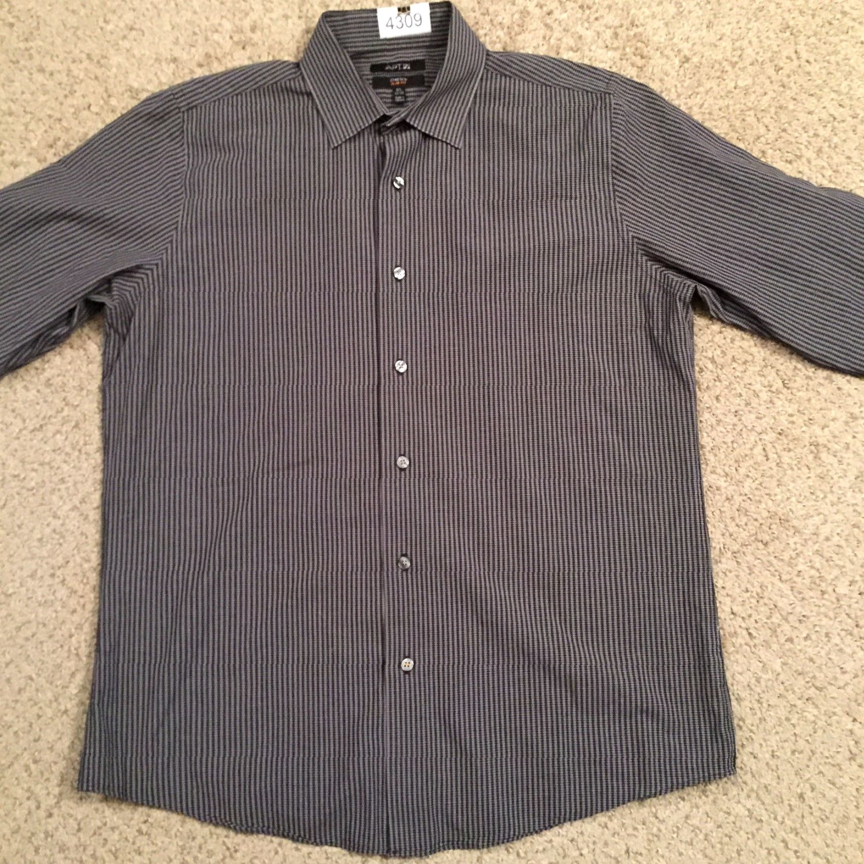Apt. 9 Apt 9 Shirt Mens 16.5 Slim Fit Gray Plaid Button-Up Long Sleeve Size US XL / EU 56 / 4 - 5 Thumbnail
