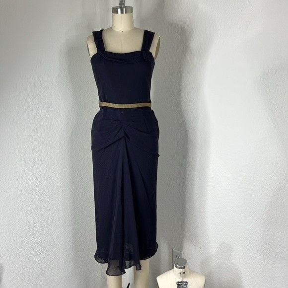 Roland Mouret Roland Mouret Draped Belted Pleated Midi Ruffle Hem Dress Size M / US 6-8 / IT 42-44 - 1 Thumbnail