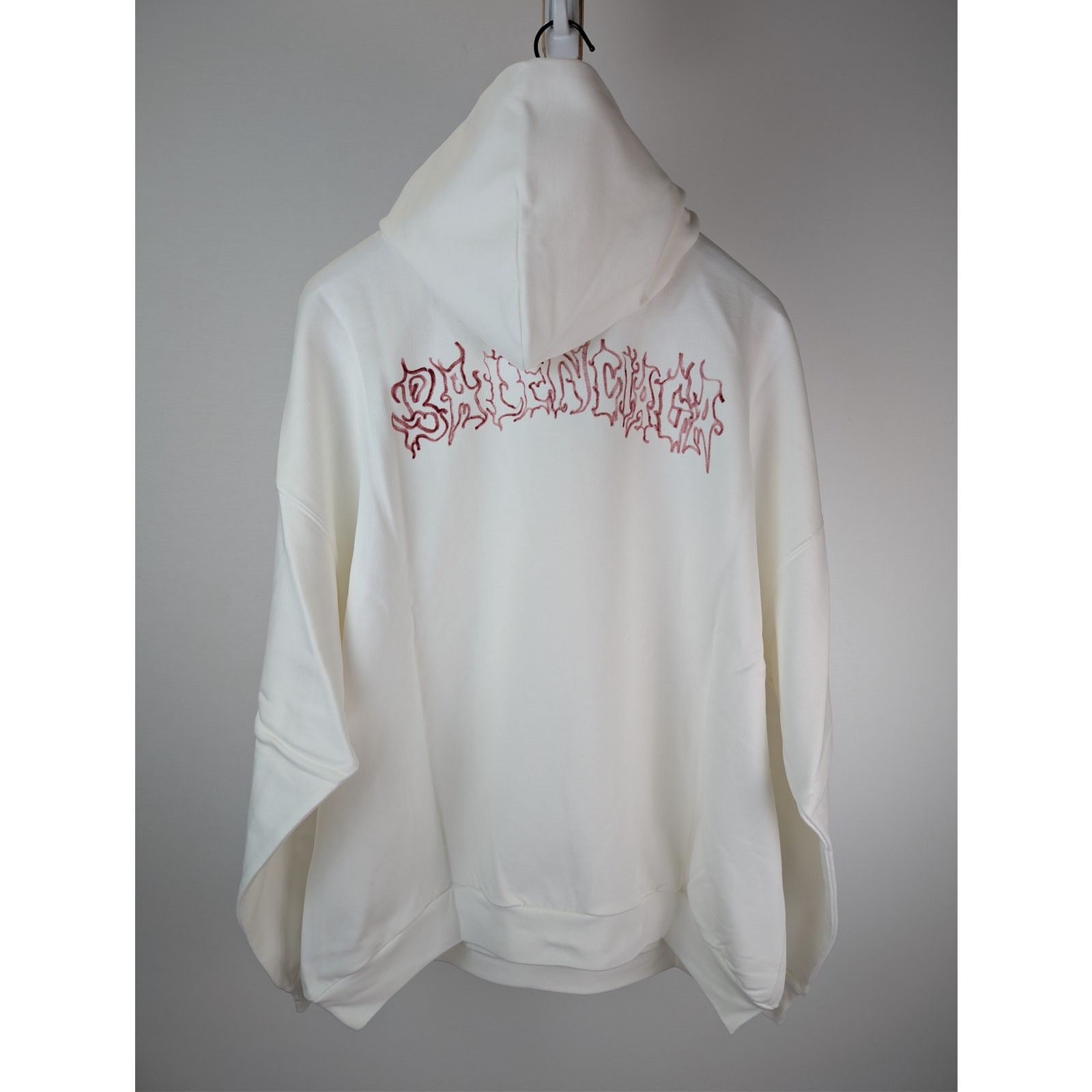 Balenciaga o1rshd1 Large Fit Hoodie in White / Red Size US L / EU 52-54 / 3 - 9 Thumbnail