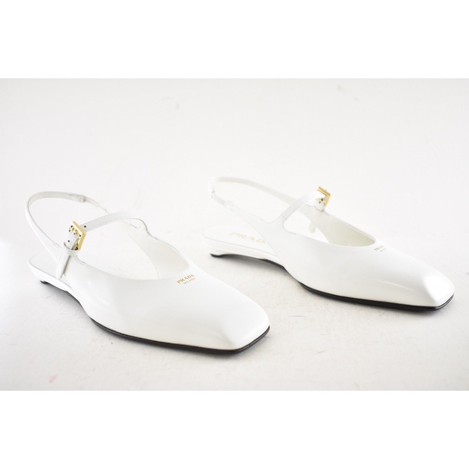 Prada Prada White Square Toe Mary Jane Slingback Flat 37.5 Size US 7.5 / IT 37.5 - 4 Thumbnail