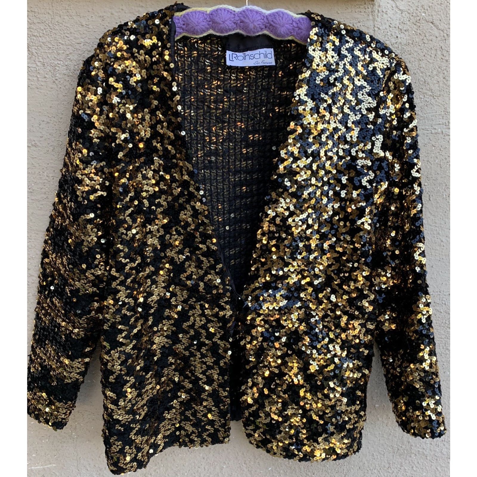 Vintage VINTAGE L Rothschild Sequin Jacket Black & Gold M/L San Francisco 80s Disco Womens Size M / US 6-8 / IT 42-44 - 2 Thumbnail