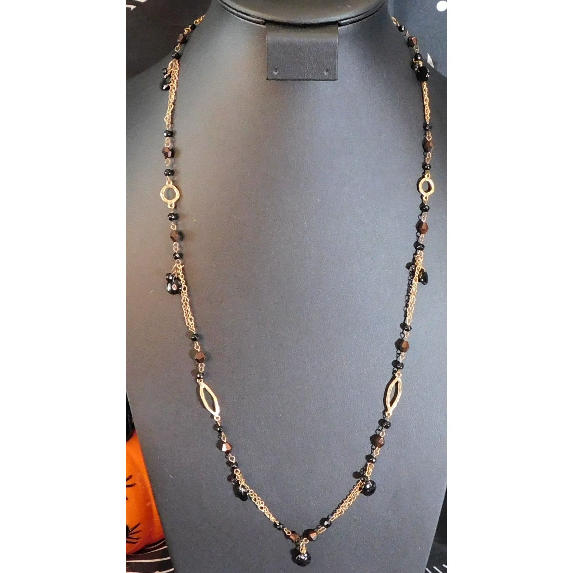 Express Express Glam Goth Art Deco Black And Gold Tone Necklace Size ONE SIZE - 5 Thumbnail