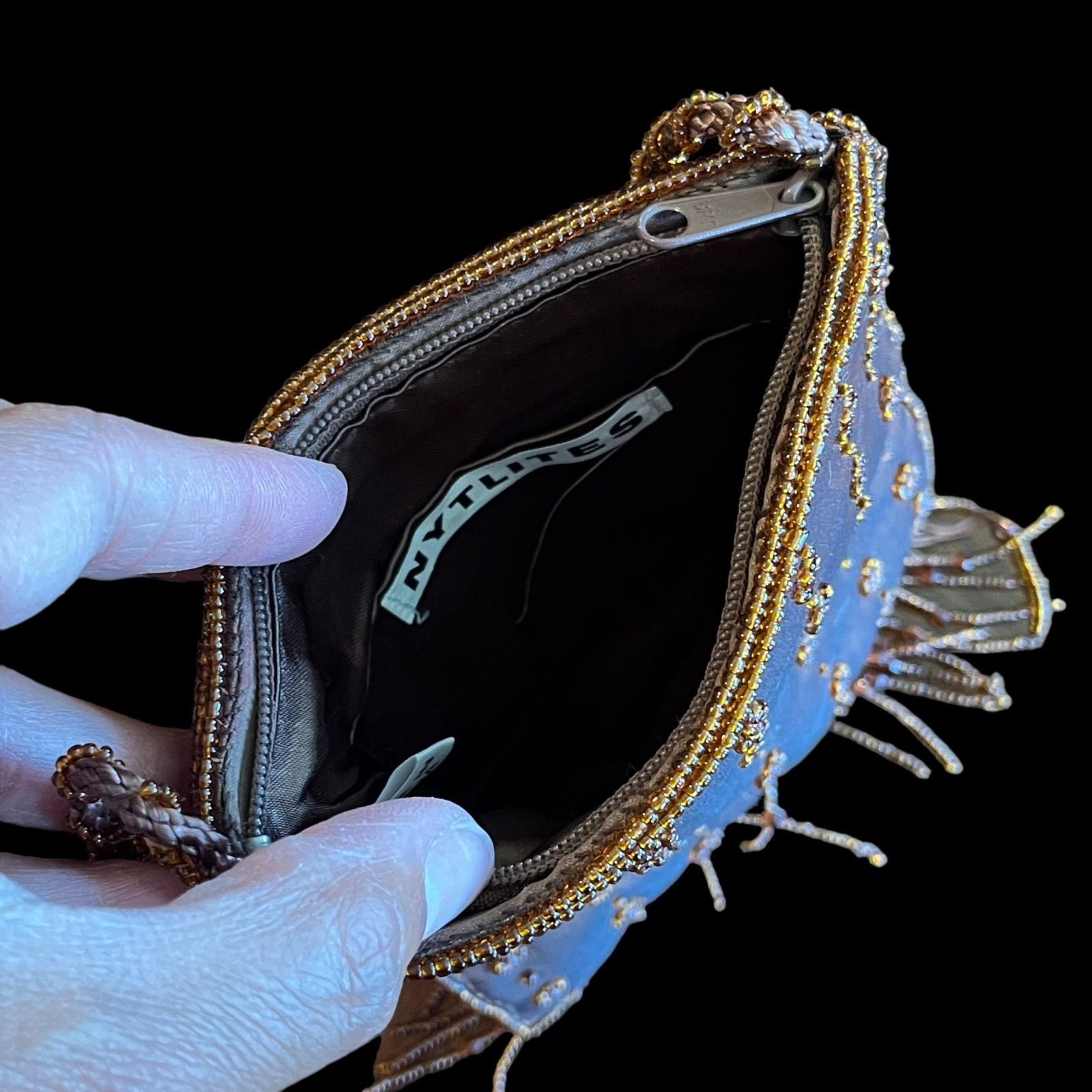 Other Vintage NYTLITES Chiffon Layered Beaded Purse Copper Brown Size ONE SIZE - 7 Thumbnail