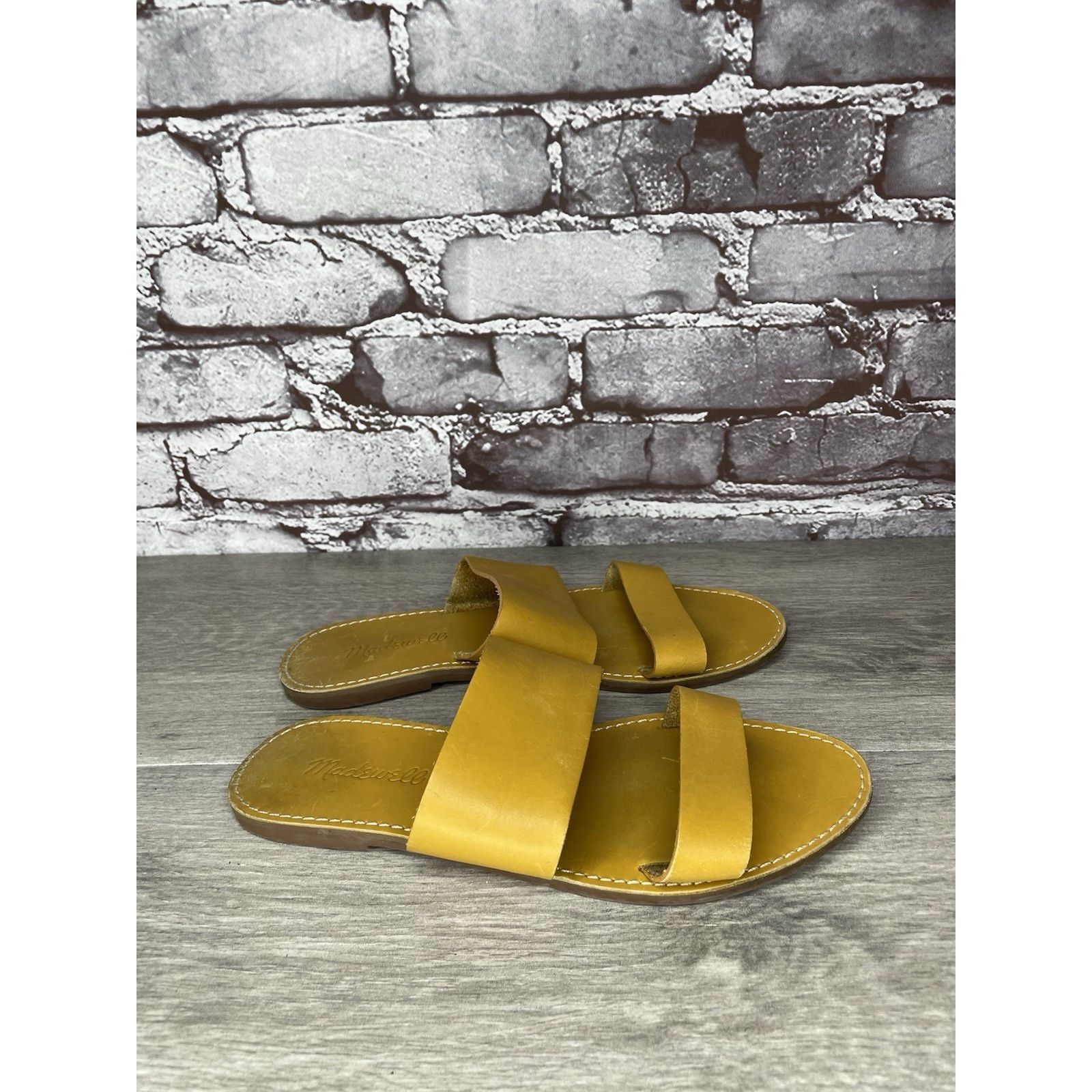 Madewell Madewell Yellow Tan Double Strap Leather Flat Sandals Women’ Size US 7.5 / IT 37.5 - 11 Thumbnail