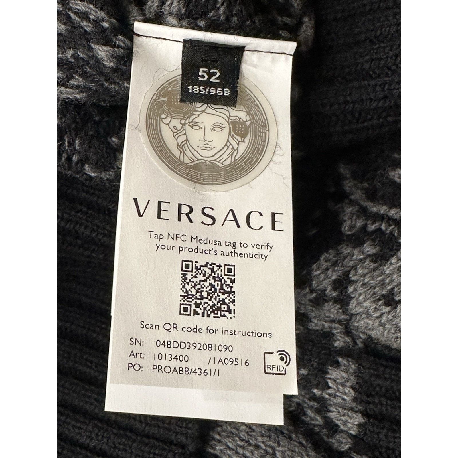 Versace Versace Barocco Wool Knit Sweater Black 42 US 1013400 Size US L / EU 52-54 / 3 - 15 Thumbnail