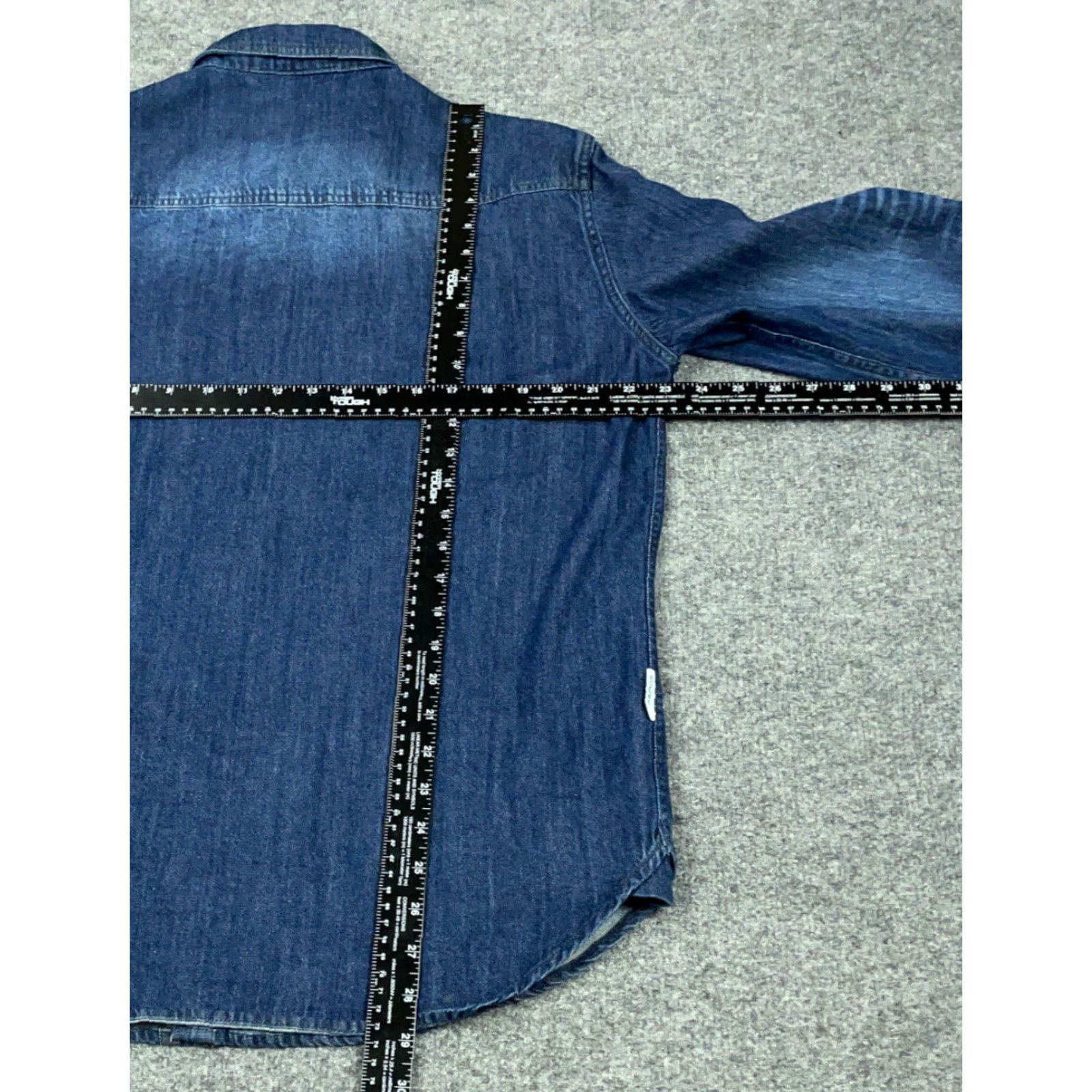 Denime Western Style Shirt Adult XL Dark Blue Denim Snap Button Rockabilly Workwear Size US XL / EU 56 / 4 - 3 Thumbnail