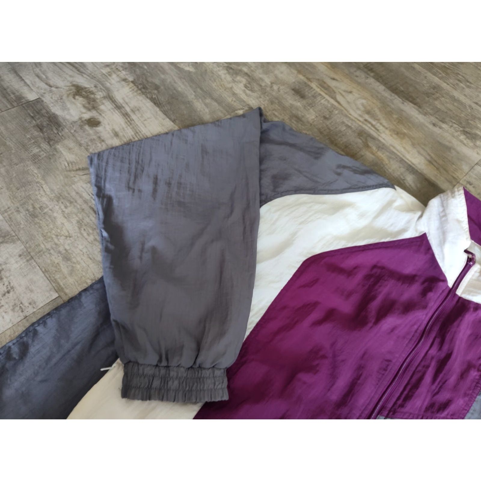 Adidas Vintage Adidas Full Zip Striped Windbreaker Jacket Men’s XL Purple Gray Spellout Size US XL / EU 56 / 4 - 5 Thumbnail