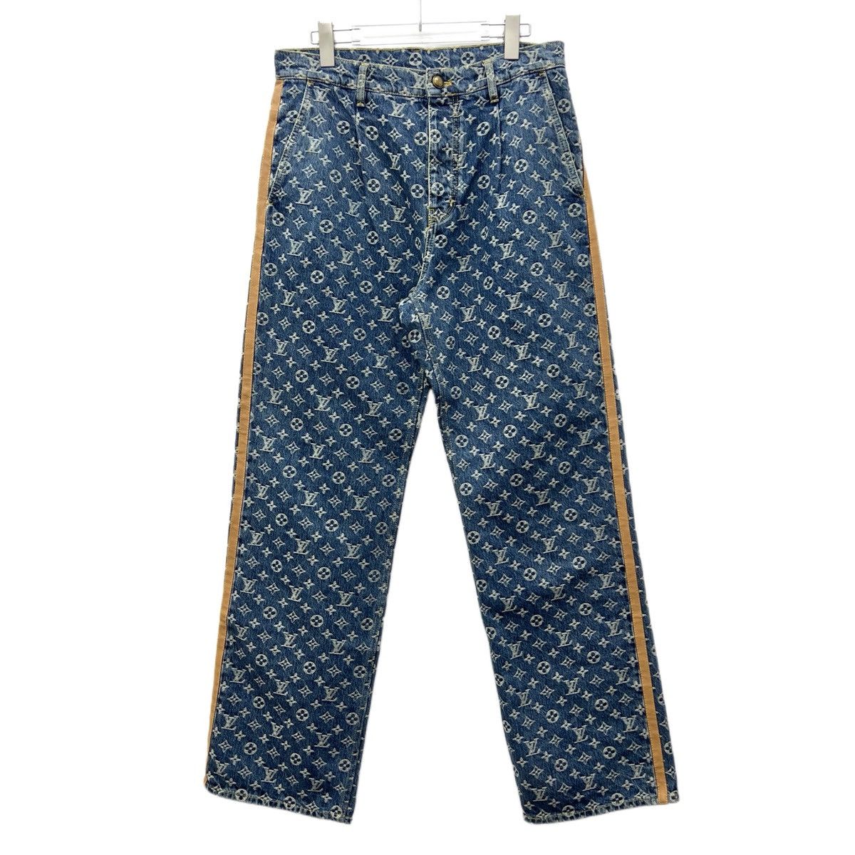 Louis Vuitton Louis Vuitton 25 Blue Monogram All-over Print Jeans K26WX Size US 31 - 1 Thumbnail