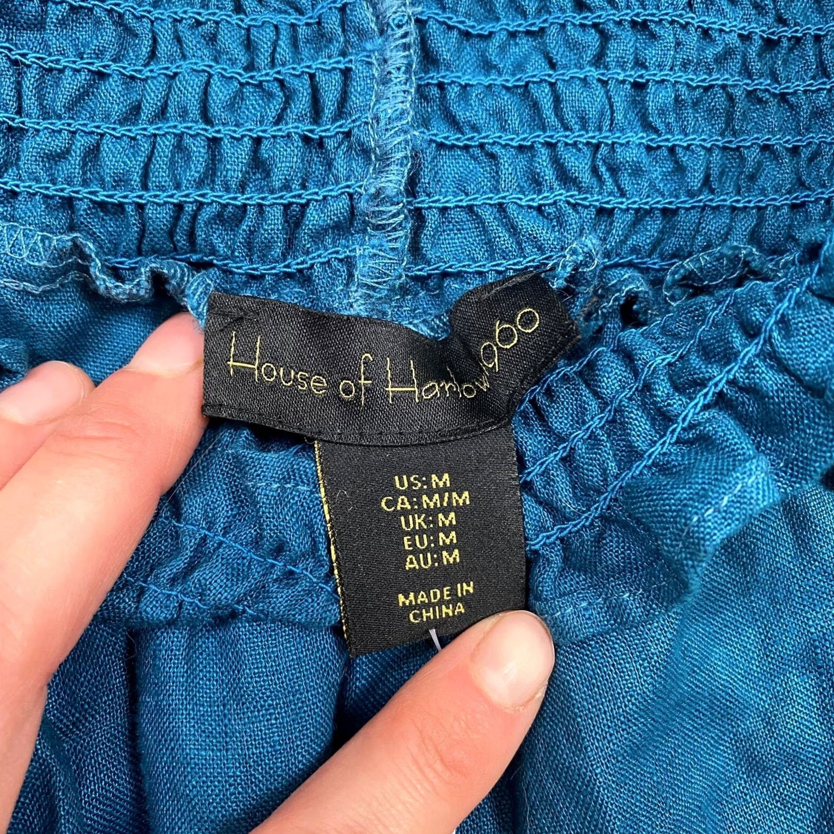 Vintage House of Harlow 1960 100% Linen Pants Women's M Boho Blue Size 32" / US 10 / IT 46 - 4 Thumbnail
