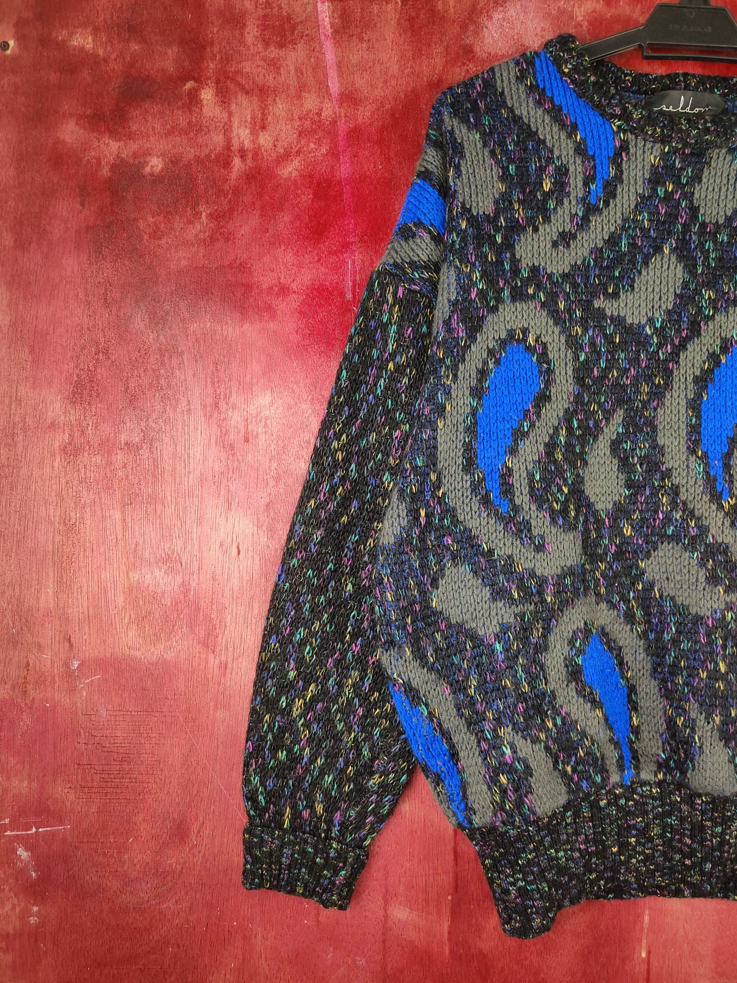 Homespun Knitwear DL Seldom Uomo Black Blue Knitwear Sweatshirt #S1270 Size US L / EU 52-54 / 3 - 3 Thumbnail