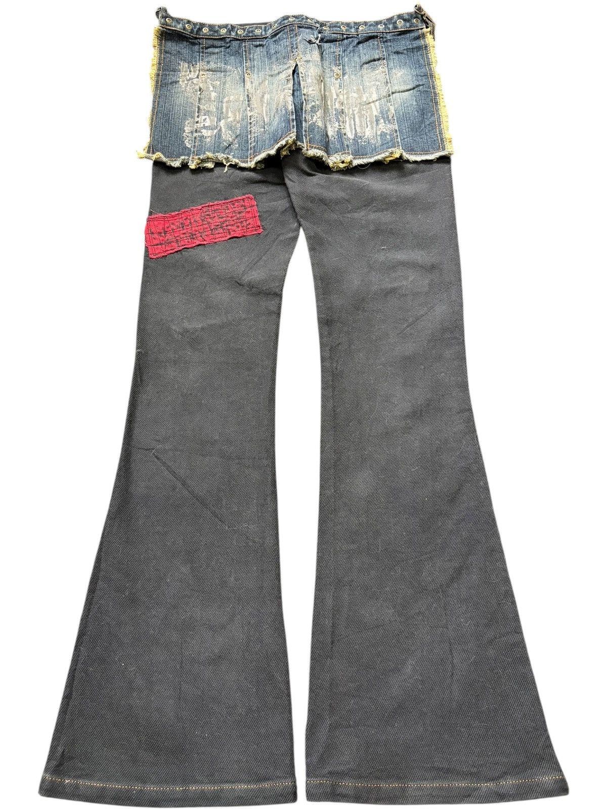 If Six Was Nine Vintage Japanese Brand Rusty Wash Hybrid Distress Flare Jean Size 30" / US 8 / IT 44 - 2 Thumbnail
