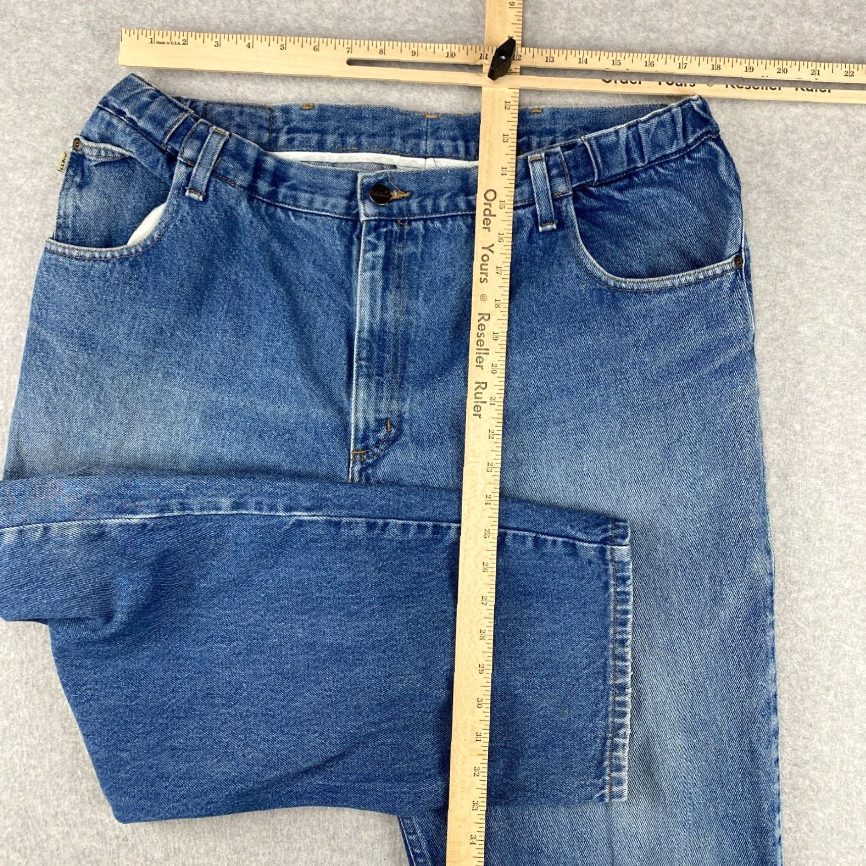 Vintage VINTAGE L.L. Bean Jeans Mens 38 Blue Wide Leg Pocket Zip Stretch Waist Denim 5-Pocket Mens Jeans Size US 38 / EU 54 - 5 Thumbnail