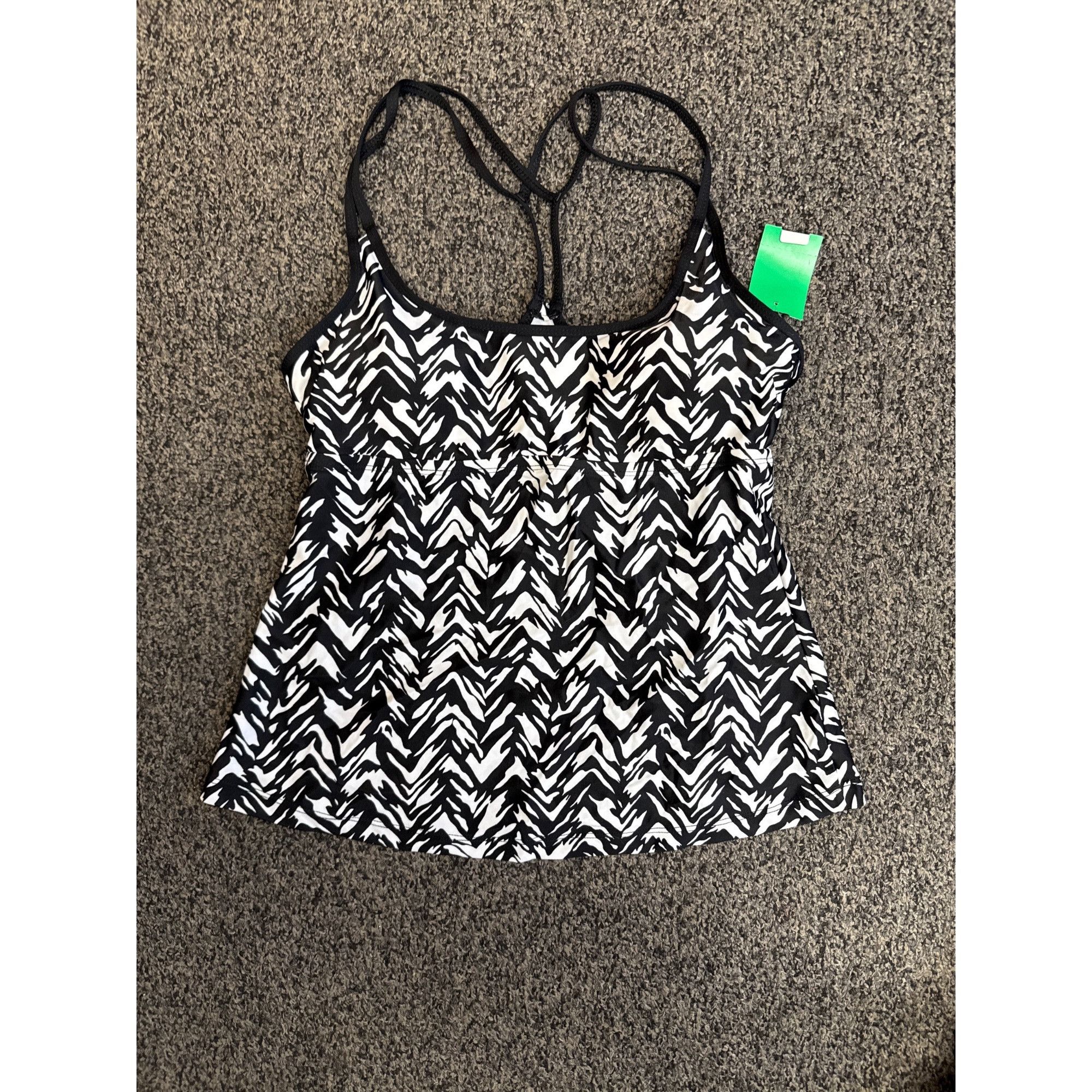Other Kona Sol Women's Racerback Tankini Top - Black/White Small Size S / US 4 / IT 40 - 6 Thumbnail