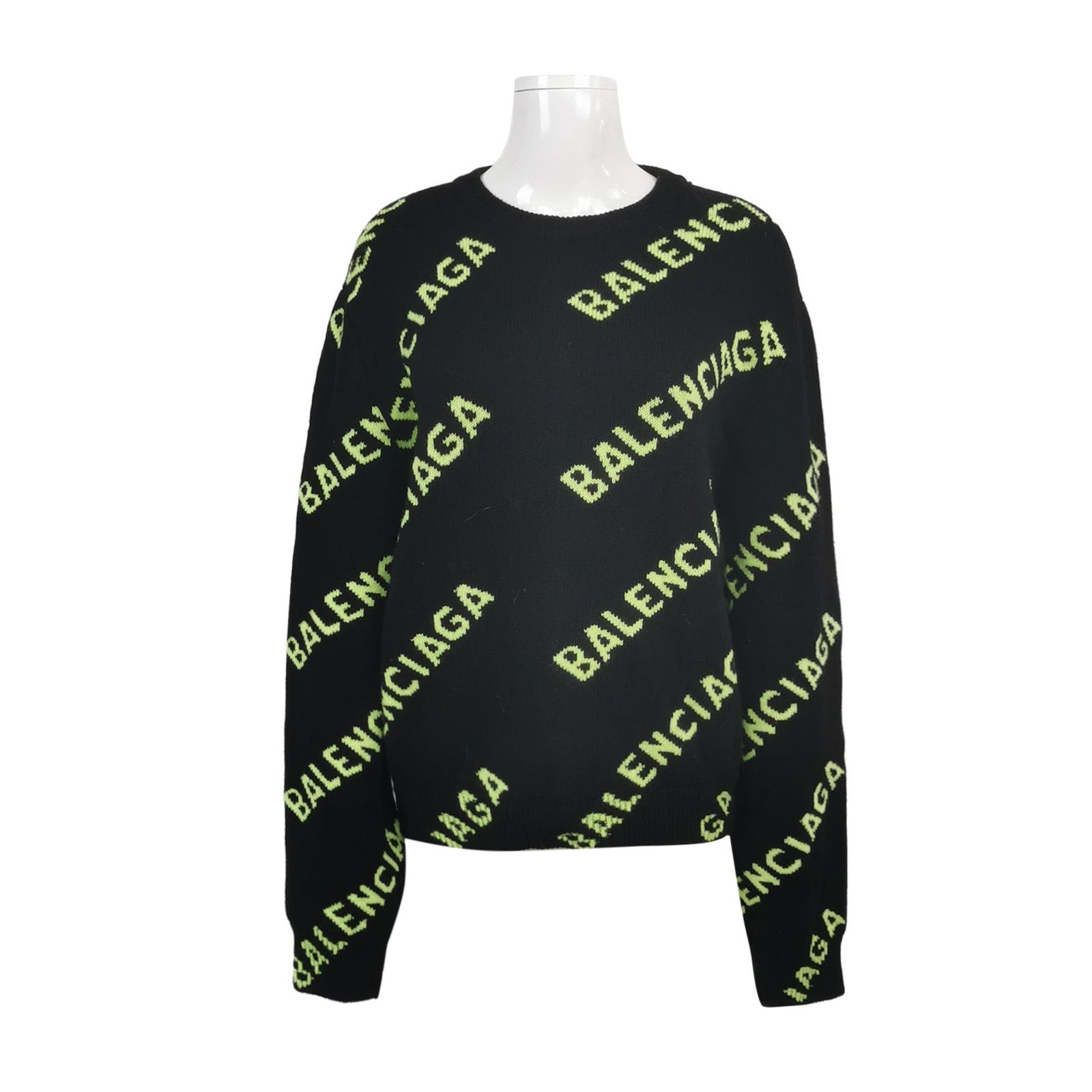 Balenciaga Balenciaga Wool Blend Logo Print Crewneck Sweater L Size L / US 10 / IT 46 - 1 Thumbnail