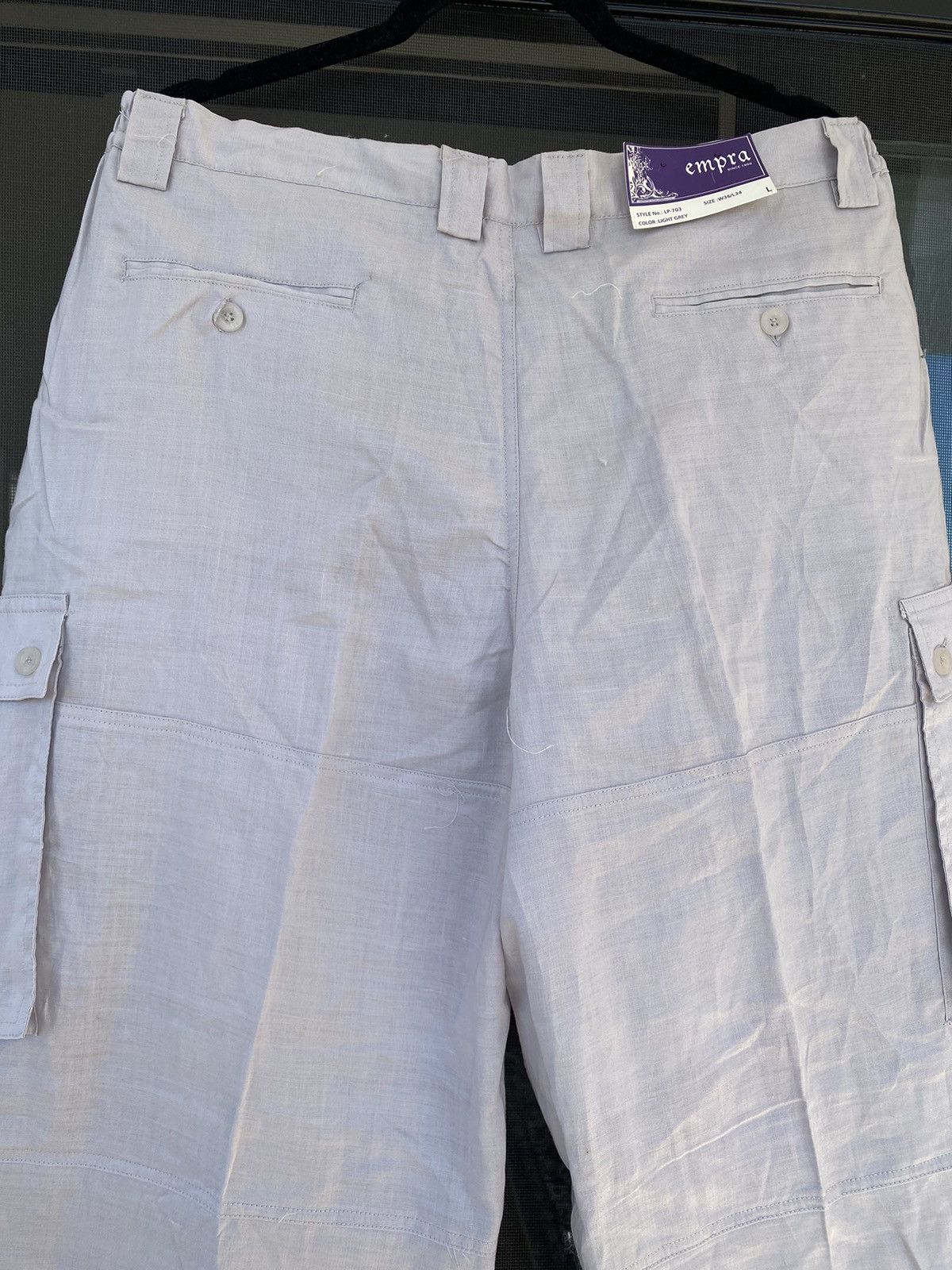 Other 100% Linen Empra Wide Leg Pockets Large Light Grey Pants Size 36" / US 14 / IT 50 - 8 Thumbnail
