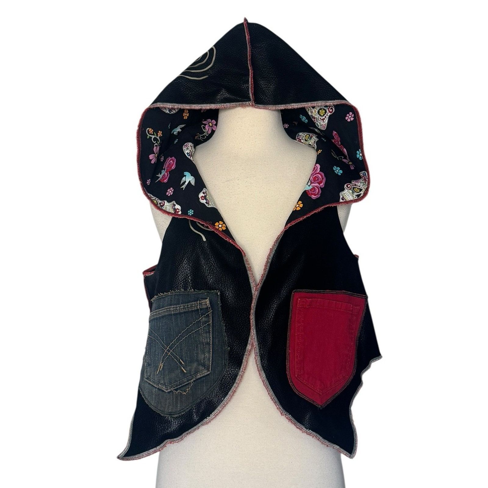 Other DIA DE LOS MUERTOS Skulls Vest Handmade Reversible Hooded Size L / US 10 / IT 46 - 10 Thumbnail