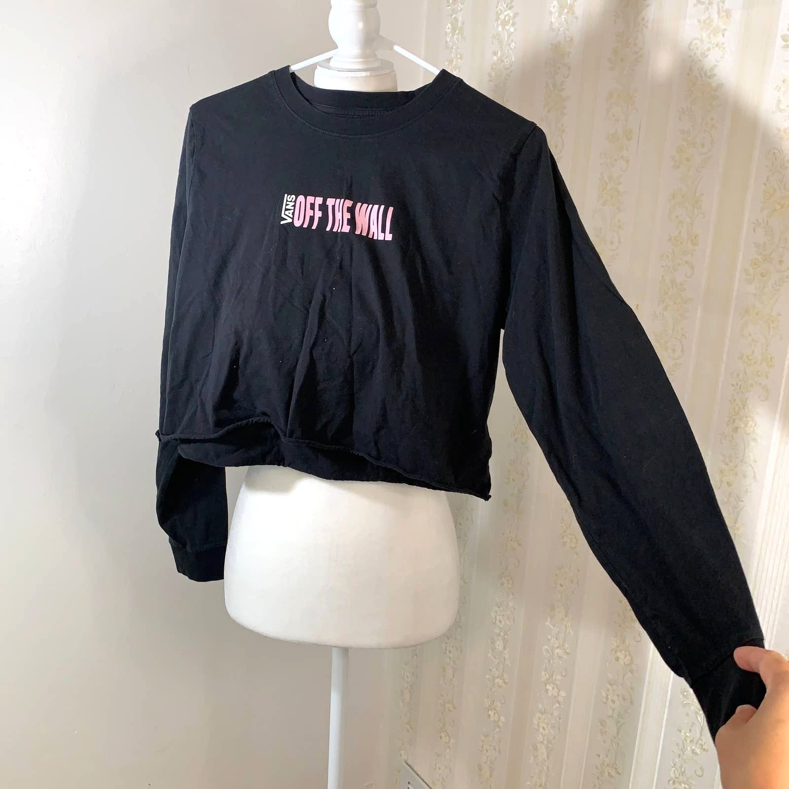 Vans VANS Black Long Sleeved Cropped Tee Size M Size M / US 6-8 / IT 42-44 - 1 Thumbnail