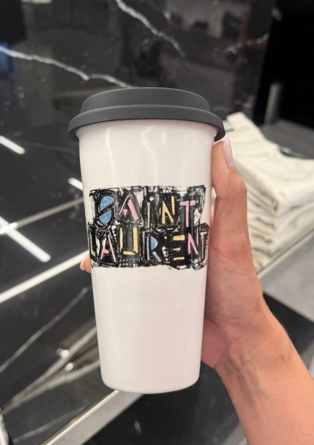 Saint Laurent Paris Ceramic Coffee Cup Mug To Go Stars Size ONE SIZE - 1 Preview